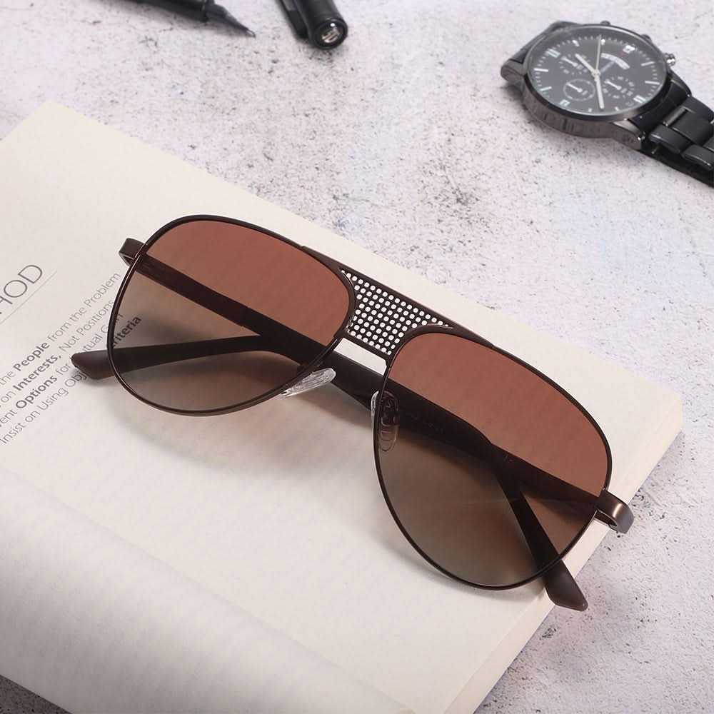 Dollger Silver and Lavender Gradient Aviator Sunglasses