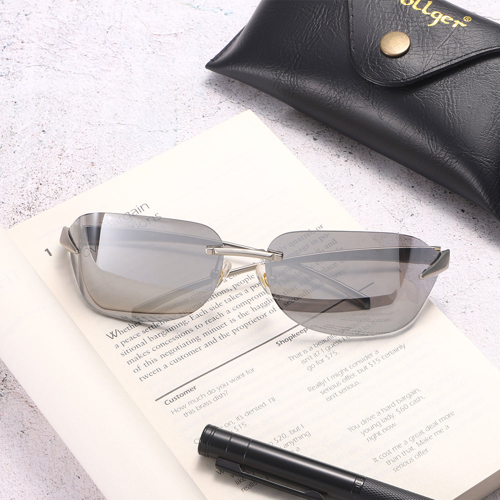 Dollger Rectangle Rimless Tinted Sunglasses