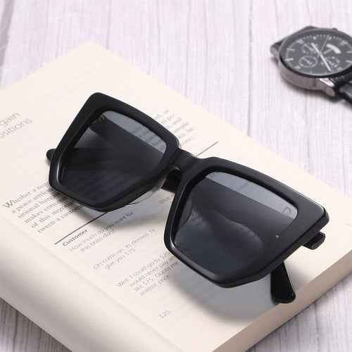 Dollger Black-Clear Hipster Acetate Square Tinted Sunglasses