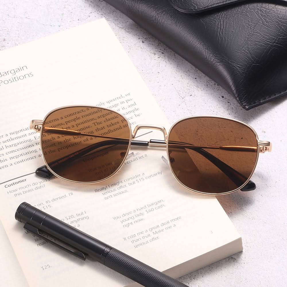 Dollger Rose Gold Retro-Vintage Round Tinted Sunglasses