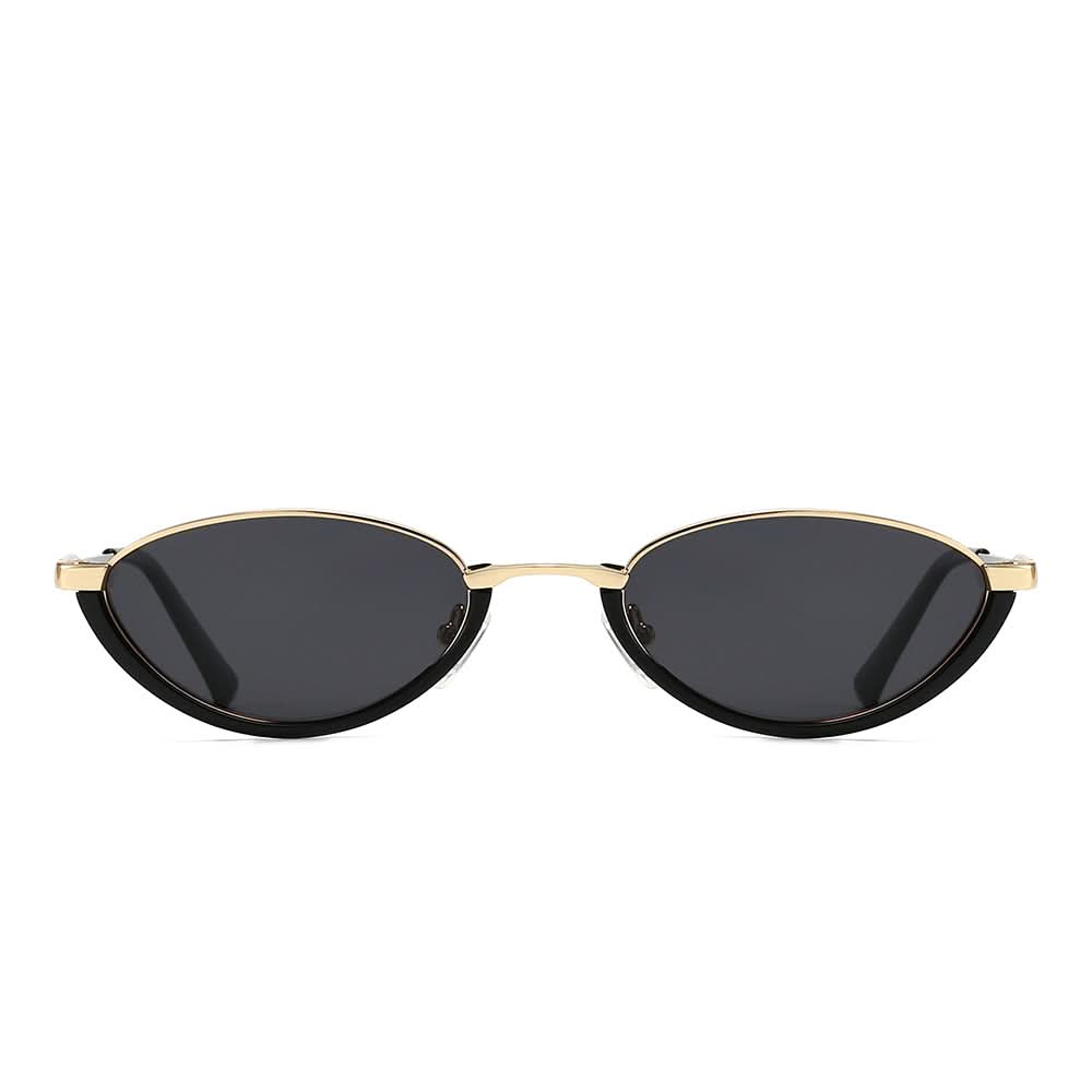 Dollger Semi-Rimless Oval Black Frame Sunglasses
