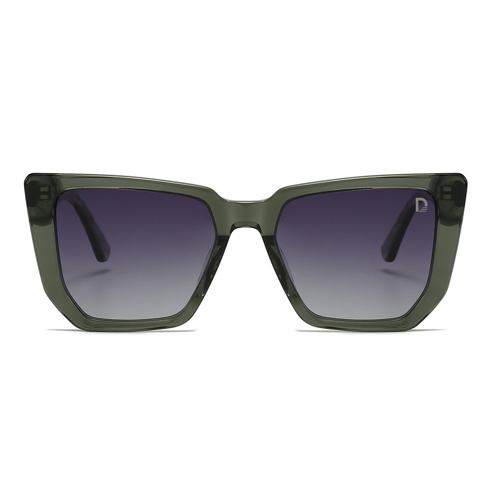 Dollger Black-Clear Hipster Acetate Square Tinted Sunglasses